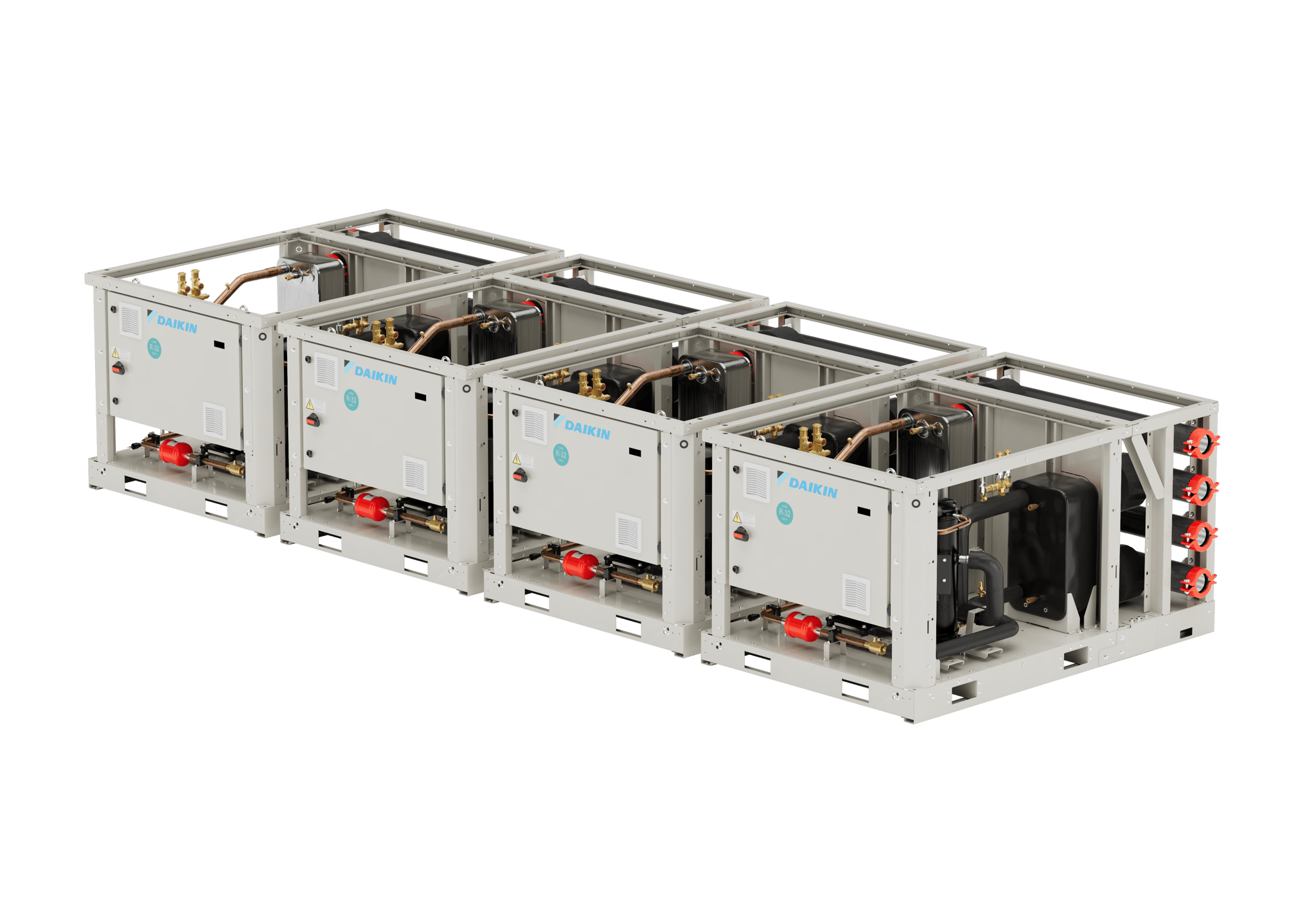 View of New plug & play water to water modular heat pumps